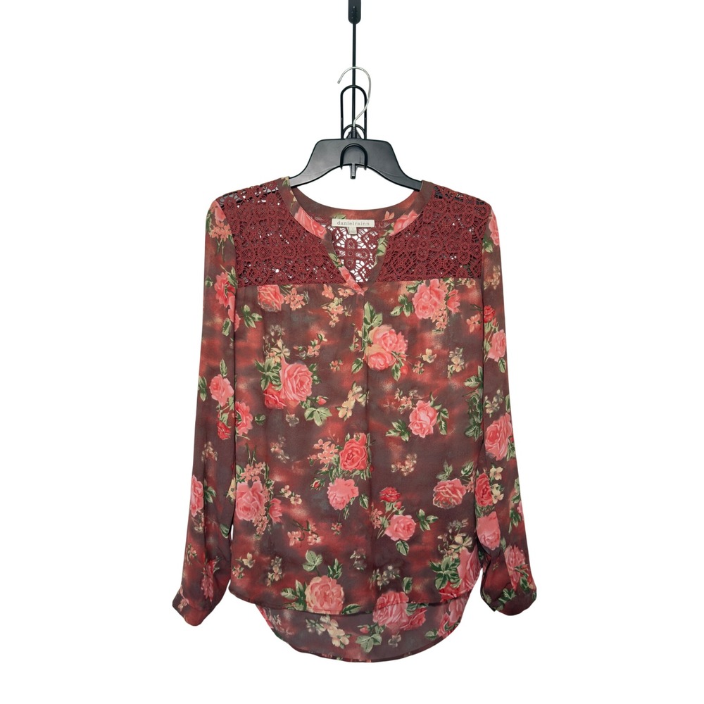 Daniel Rainn Women’s Small Floral Lace Detail On Yoke Top Cottagecore Whimsigoth